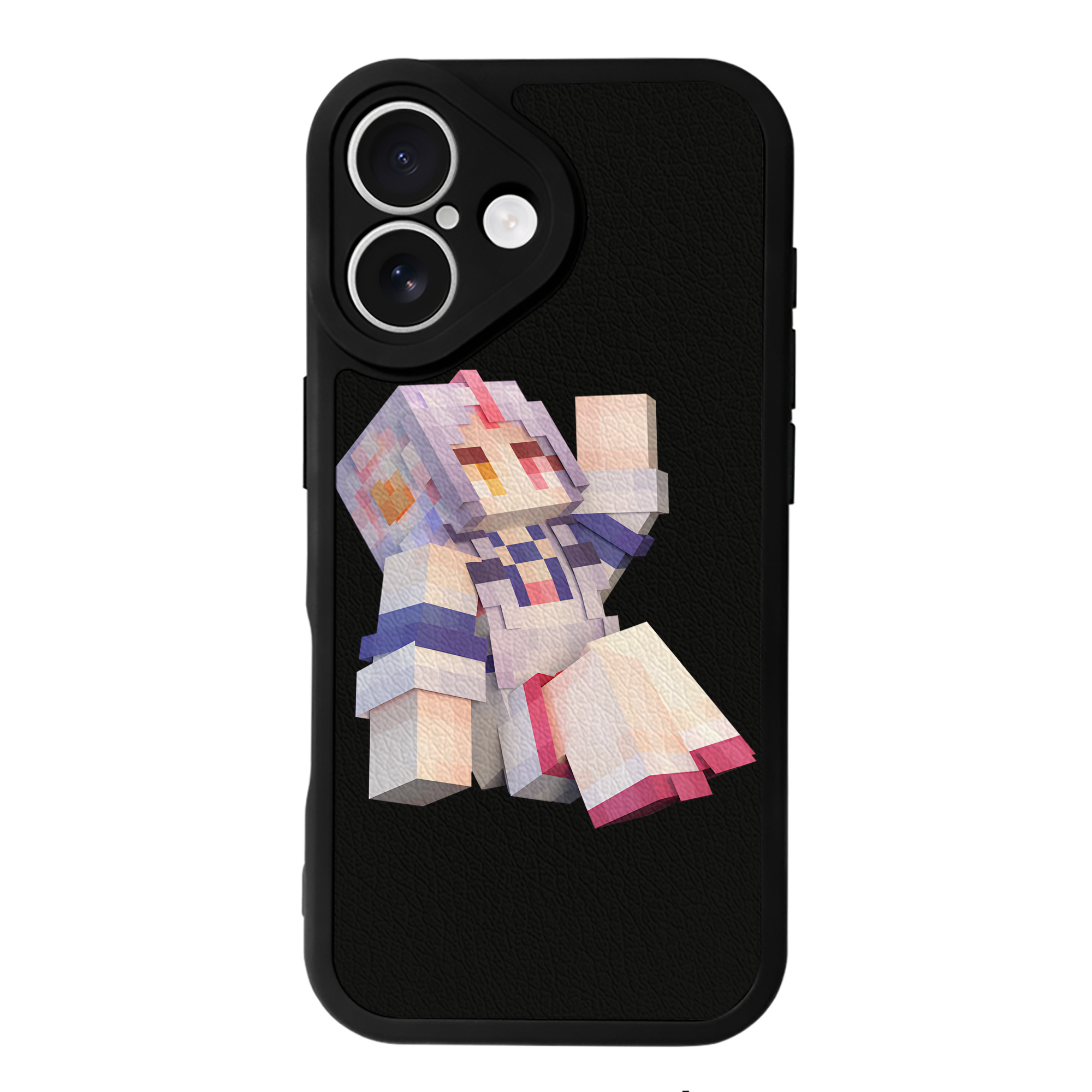 （画像用） マインクラフト ブロックの世界 Minecraft MC Block world 【iPhone 16シリーズ対応】シリコンスマホケース（レザー調） 材質：シリコン